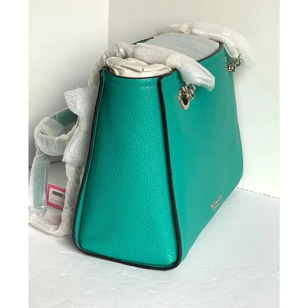 Kate Spade Amelia Medium Shoulder Bag Fiji Green Pebbled Leather Chain